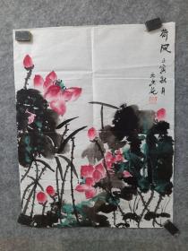 手绘荷花处理了
