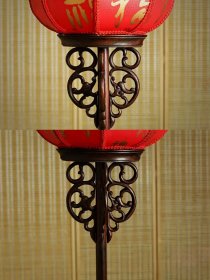 八十年代 苏作 红酸枝 璃龙纹饰宫灯/1对