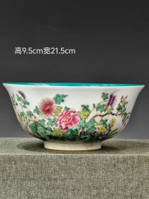 【大清雍正年制】精工细作满工粉彩通景花卉纹罗汉碗。