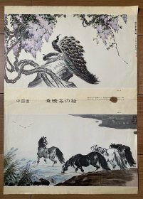 袁晓岑画作《骏马》《孔雀》，七十年代老画片