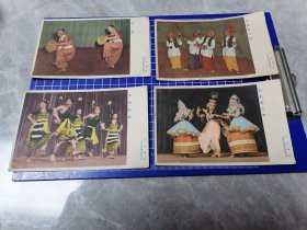 50-60年代印度舞蹈，背无格式明信片4张