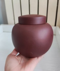 紫砂茶叶罐 品相完好，高12.5厘米