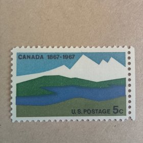 USA112美国1967年 国家地理 加拿大百年 雪山 外国邮票 新 1全