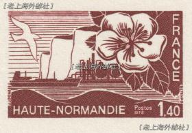 法国1978年-05邮票雕刻版印样张2069法国各地风光系列 上诺曼底 出世纸雕刻大卡
