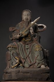 大尺寸木雕漆金彩绘玄武大帝造像 高61cm 宽38cm 厚27cm 重9.6公斤