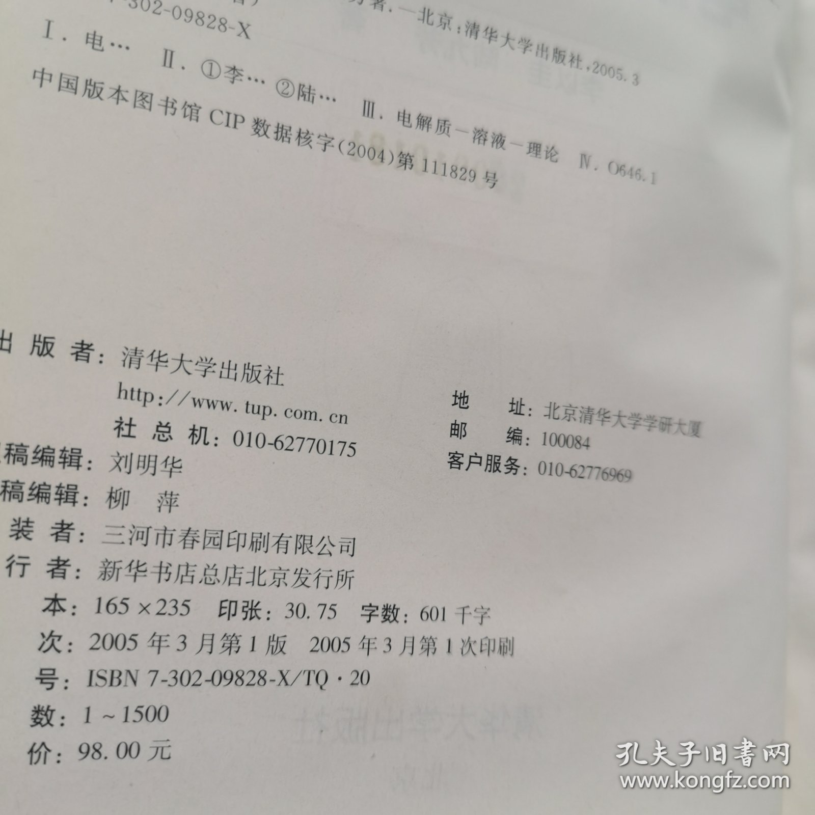 电解质溶液理论——清华大学学术专著