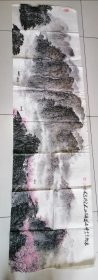 画一张 山水一张 作与 忘忧斋 ， 纯手绘 作者可自查询，176cm×48cm 栩栩如生 如图所示…字画编号编2