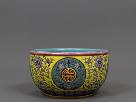 清雍正珐琅彩花卉纹缸 古玩古董古瓷器老货收藏1