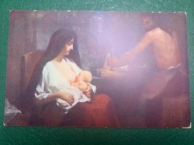 德国1919年，威利·马尔滕斯《神圣家族》 绘画明信片