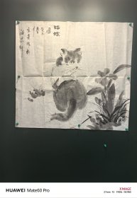 猫蝶图软片，荥阳市美协主席吴宝贵作品