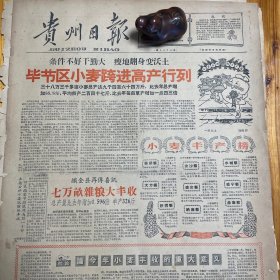 头版头条！毕节区小麦跨入高产行列！织金再传喜讯！江西赣剧弋阳腔。西藏当前任务中的几个主要政策问题，阿沛阿旺晋美在西藏自治区常委会第二次全体会议上的报告。《贵州日报》