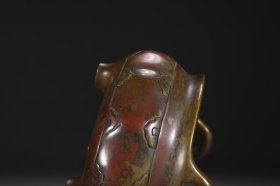 明 铜胎瓜棱形冲天耳炉