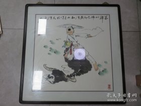 邓开圯国画，带镜框，镜框尺寸：79*79厘米。