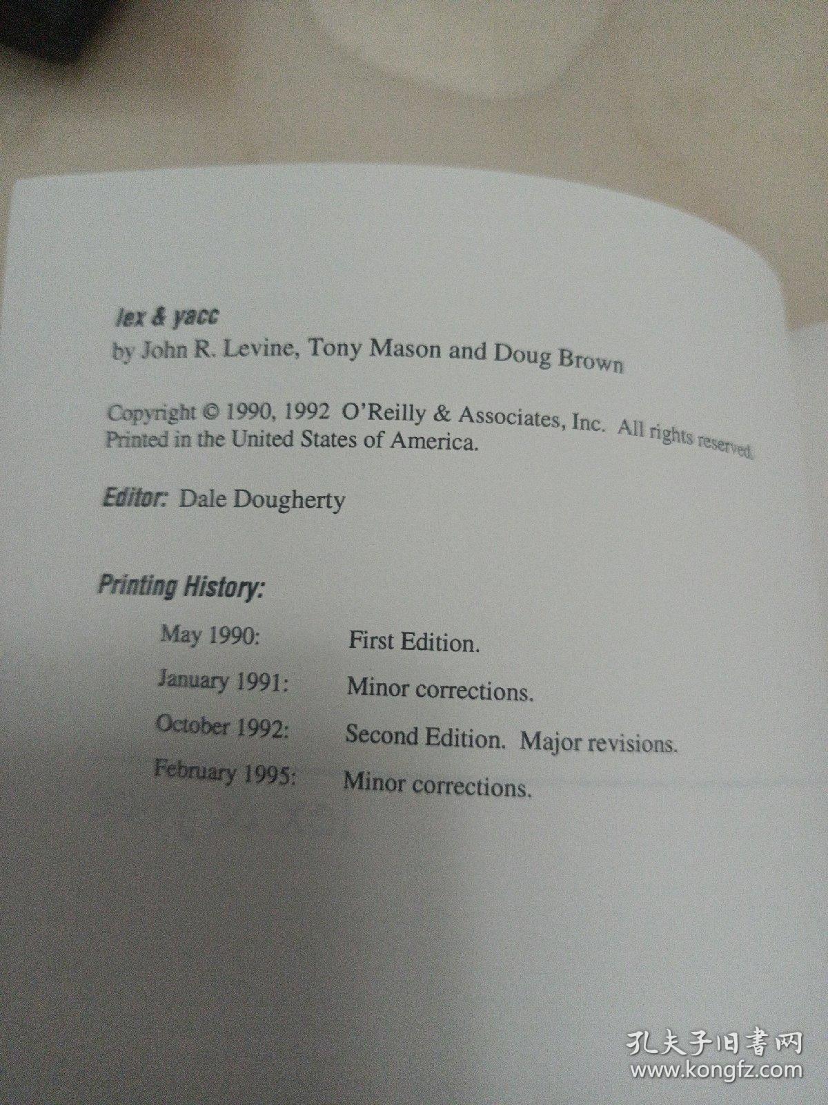 UNIX Programming Tools：Lex & Yacc（英文原版）