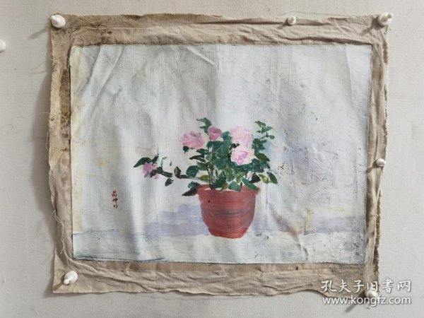 邵晶坤，中央美术学院教授，画心尺寸72+53厘米。1932年出生，黑龙江哈尔滨人。1949年入国立北平艺专（中央美院前身）学习绘画，师从徐悲鸿、董希文、叶溣琛⑹Y兆和等艺术家，2003年油画作品保真手绘，品相如图自然旧，图片与实物一致