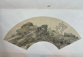 王f仪
16*48cm，扇面
王f仪 [清]字廷和，号审渊，江苏太仓人。原祁（读画随笔作王翚）曾孙。代表作品有《墨香居画识》等。