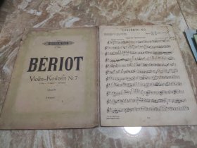 贝利奥特：小提琴协奏曲第7号作品76（小提琴钢琴）两本一起 五十年代 外文版