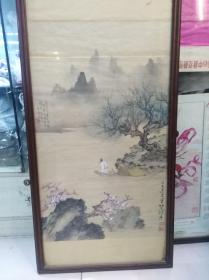 民国时期箸名画家李端善，宁砥中合作山水人物画设色