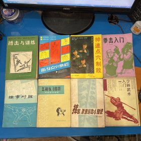 少林武术入门、摔跤柔道运动小知识、怎样练习摔跤、擒拿对练、拳击入门、神速点穴制敌、防身点穴绝招、搏击与训练(8本合售)