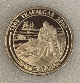 英属直布罗陀2005年特拉法尔加海战克朗型纪念币 铜镍 38mm