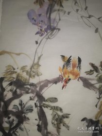 四条幅三套，两套花鸟，其中一套唐诗人物画，手绘，均三尺，13oX33Cm