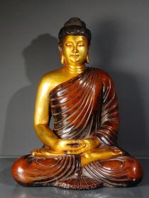 紫铜厚胎鎏真金精工打造佛祖供像，重27.6斤