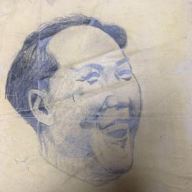 1979年6月16日临于北京铅笔画 毛泽东像 毛主席像 原作徐悲鸿 刘杨印
