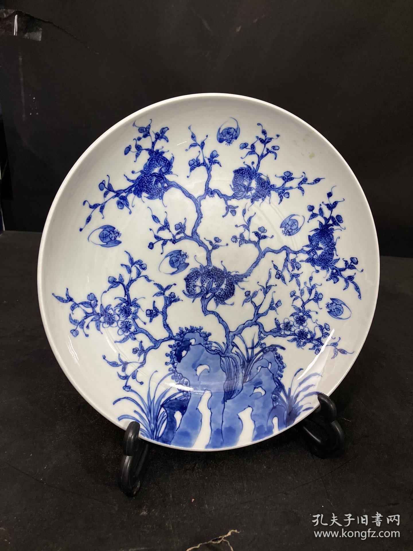 青花盘子，福寿如意，