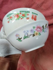 80年代临沂瓷厂印花碗两个完整