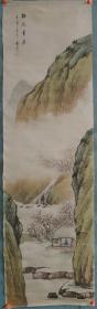 【732】民国时期，山水人物，梅花书屋图，绢本，尺寸122✘36。