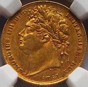 原味少见品1822年英国乔治四世1磅马剑金币NGC评级AU55收藏
