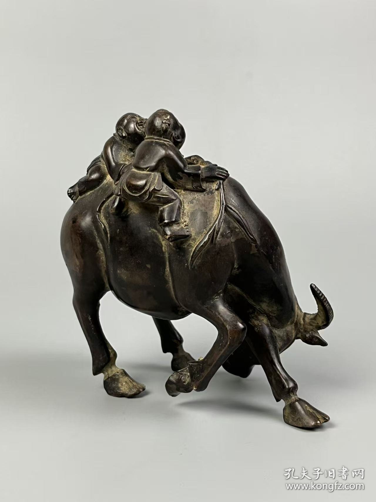 旧藏【童子牧牛】铜摆件