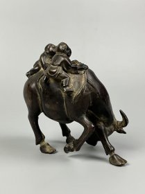 旧藏【童子牧牛】铜摆件