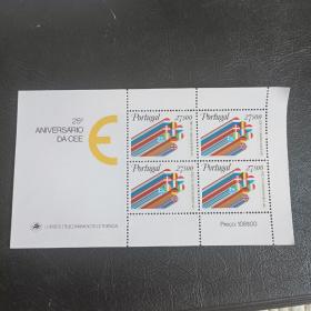 kabe26外国邮票葡萄牙邮票1982年 欧洲经济共同体25年 会员国旗 新 小版张 1全 品相如图 米录7欧，发行量25万
