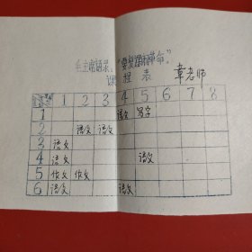 课程表 2份 毛主席语录“要复课闹革命” 来源地新疆乌鲁木齐 反映了一个时代的特色