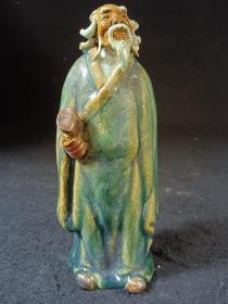 （全品）石湾窑公仔人物泥塑  陶瓷人物雕塑 陶瓷摆件。品相：全品 尺寸：高18.5cm圈足直径6cm