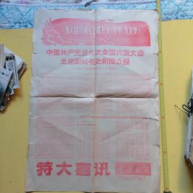 特大喜讯，辽宁日报，辽宁省革命委员会机关报1969年4.25日〈中国共产党第九次全国代表大会主席团秘书长新闻公告〉