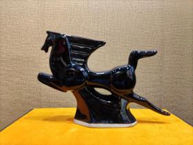 磁州窑韩美林作品黑釉跑马