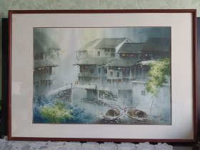 张明康画作 江南水乡 正品真迹，画于2003年（画角有本人签名和时间） 。外框103*72，画芯76*53。带框成品，邮寄不带玻璃（因易碎），自取带玻璃。因敢保真，故谢绝退货，请慎拍。非偏远包邮，偏远另议。