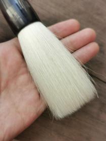 90年代松林堂羊毫大斗笔“耕心”，出锋8.4，直径2.7厘米。未使用的保管品，斑竹笔杆，手工刻字。