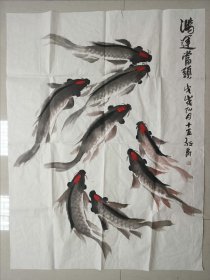 已故潍坊市著名画家、国学家阎敬禹老先生八余图《鸿运当头》。阎敬禹老先生世居昌乐家巷，是康熙朝进士皇太子讲官阎世绳旧居产权人和居住人。他国学功底深后，绘画艺术精湛。是资深山东省美协会员，潍坊市美协理事，古稀之年创办昌乐县美术家协会，一直担任美协主席到去世。著名艺术大师于希宁对阎老的人物画给予充分肯定，称其“在省内白描人物画家中很少有人超越”。此幅《鸿运当头》95x72cm约6.2平方尺