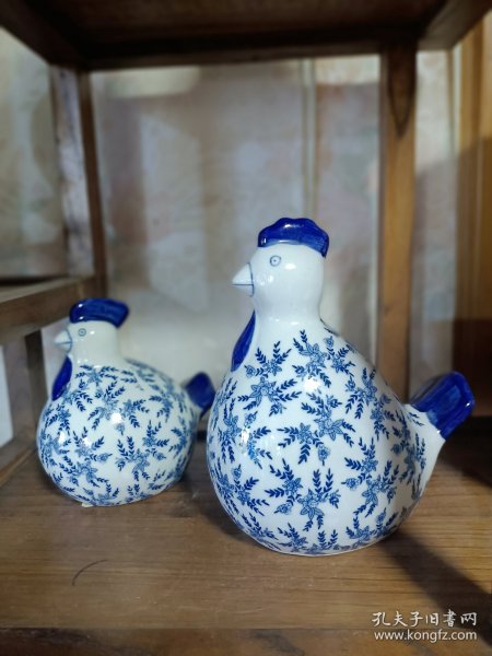 青花母鸡一对儿