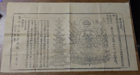 清代木刻佛教宣传单张：佛母准提神咒（含版画图案）
