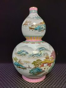 清珐琅彩山水纹葫芦尺寸34X22厘米。