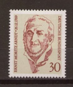 联邦德国西德1969年邮票 诗人作家 阿思特诞辰 1全
