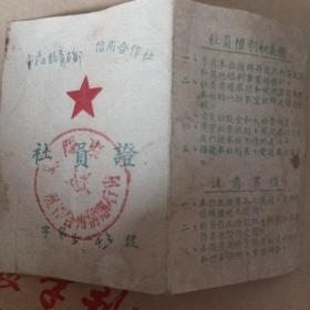 东阳县54年社员证，书画家楼宝棠