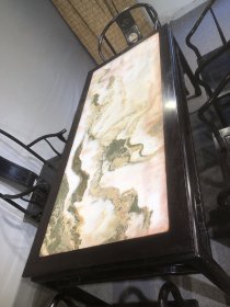 紫檀镶云石茶桌六件套