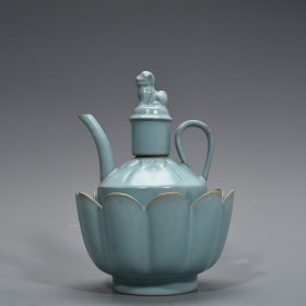 宋汝窑天青釉温酒壶22*16厘米 1200