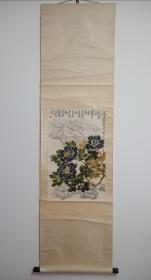 安徽国画名家张志精品《墨牡丹》，立轴原裱，品见描述包快递发货。