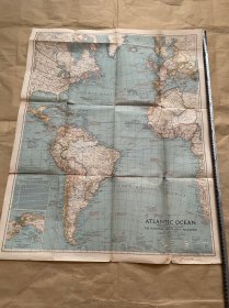 АTLANTIC ОCEAN国家地理杂志地图1939年2月 大西洋